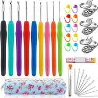 🧶 9-piece soft handle crochet hooks set with adjustable rings - perfect diy crochet & knitting tools for projects logo