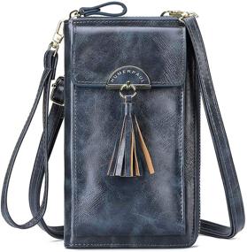 img 4 attached to 👜 RFID Blocking Leather Crossbody Cellphone Bag Wallet for Women - Small Handbag with Zipper Closure, Credit Card Purse, and 2 Removable Straps