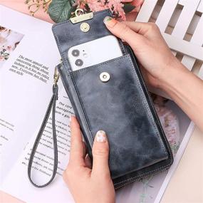 img 2 attached to 👜 RFID Blocking Leather Crossbody Cellphone Bag Wallet for Women - Small Handbag with Zipper Closure, Credit Card Purse, and 2 Removable Straps