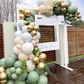 img 4 attached to Double Stuffed Olive Green DIY Balloon Arch Garland Kit - Macaron Blue, Sage Green, Ivory White, Chrome Gold Balloons for Special Occasions