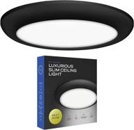 🌟 next glow flush mount led ceiling light: easy-to-install 6.5" surface fixture for kitchen, closet & bedroom ceiling lights - dimmable 16w, 1100 lumen, round black design with 3000k warm white glow логотип