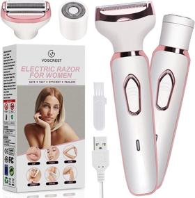 img 4 attached to 🪒 Women's Electric Hair Trimmer and Razor - Painless 2 in 1 Shaver for Face, Beard, Mustache, Arm, Leg, Armpit, and Bikini - Rechargeable Hair Clipper with Floating Head and 3 Stainless Steel Blades