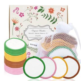 img 4 attached to Rozotkoe 20 Pack Reusable Make Up Remover Pads: Portable 2-Layer Bamboo Cotton Rounds for Effective Face Cleaning and Skincare, Perfect Women's Gift