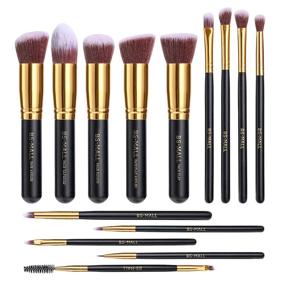 img 4 attached to 💄 BS-MALL(TM) Premium Synthetic Makeup Set: 14 Pcs Foundation, Concealers, Eye Shadows in Golden Black