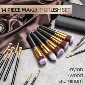 img 3 attached to 💄 BS-MALL(TM) Premium Synthetic Makeup Set: 14 Pcs Foundation, Concealers, Eye Shadows in Golden Black