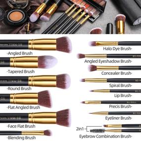 img 1 attached to 💄 BS-MALL(TM) Premium Synthetic Makeup Set: 14 Pcs Foundation, Concealers, Eye Shadows in Golden Black