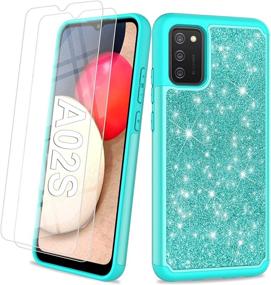 img 4 attached to 🌟 Sparkle Glitter Case for Samsung Galaxy A02s (USA Version) 6.5 Inch - Cute Protective Cell Phone Cover for Girls and Women - TPU+PC Anti-Shock Anti-Scratch 2021 (Light Mint Green)