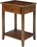 convenient usb port nightstand - casual home warm brown (new) logo