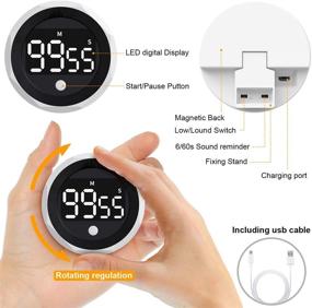 img 3 attached to ⏲️ Highly Versatile Digital Kitchen Timer - 99 Minutes and 55 Seconds LED Display Visual Timers for Cooking, Food, Game, Fitness, Autism, Meeting, Countdown Timer for Kids Time Management (White)