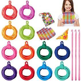 img 4 attached to 192 Pieces Loom Potholder Loops: 7 Inch Weaving Craft Loops with Crochet Hook - DIY Crafts Supplies in 12 Vibrant Colors