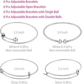 img 3 attached to 💍 Adjustable Wire Blank Bracelet Set for DIY Jewelry Making - 24 PCS Expandable Bangle Bracelet with Assorted Styles for Women (Silver, White K)