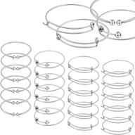 💍 adjustable wire blank bracelet set for diy jewelry making - 24 pcs expandable bangle bracelet with assorted styles for women (silver, white k) logo