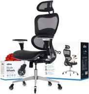 🪑 офисное кресло oline ergopro ergonomic: регулируемые подлокотники, поясничная опора, лезвие колеса и многое другое - сетчатое компьютерное, игровое, исполнительское кресло с вращением (черное) логотип