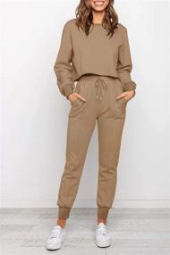 img 3 attached to ZESICA Women's Long Sleeve Crop Top and Pants Pajama Sets - 2 Piece Jogger Long Sleepwear Loungewear PJs Sets