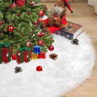 🎄 nimoni 30-inch double-layer snowy white faux fur christmas tree skirt - xmas tree skirt for party, holiday decoration, new year home decor logo