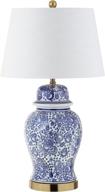 💡 traditional ceramic led table lamp by jonathan y - 29.5-inch, for bedroom, living room, office, college dorm, coffee table, bookcase - blue/white логотип