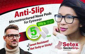img 3 attached to 👓 Setex Gecko Grip Ultra-Thin 0.6mm Anti-Slip Nose Pads for Eyeglasses - 5 Clear Pairs, Made in USA, Micro-Structured Fibers - 0.6mm x 7mm x 16mm