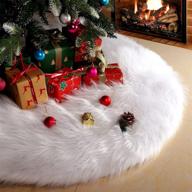 snowy white 36-inch small christmas tree skirt: soft luxury fur plush decor, ideal for xmas party, home, market, indoor, and outdoor holiday ornaments логотип
