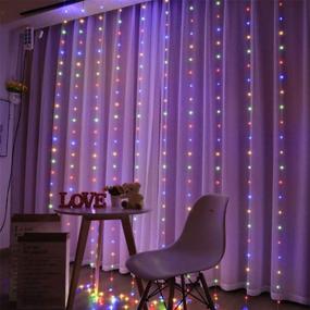 img 2 attached to 🎄 ZHEWEN Christmas Curtain Lights 304 LED 9.8 x 9.8Ft Multicolor Fairy Lights with 8 Modes and Remote, USB Powered String Light Plug in for Wall Decoration, Bedroom, Children, Indoor, Outdoor, and Christmas Party