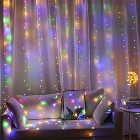 img 3 attached to 🎄 ZHEWEN Christmas Curtain Lights 304 LED 9.8 x 9.8Ft Multicolor Fairy Lights with 8 Modes and Remote, USB Powered String Light Plug in for Wall Decoration, Bedroom, Children, Indoor, Outdoor, and Christmas Party