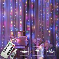 🎄 zhewen christmas curtain lights 304 led 9.8 x 9.8ft multicolor fairy lights with 8 modes and remote, usb powered string light plug in for wall decoration, bedroom, children, indoor, outdoor, and christmas party логотип