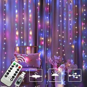 img 4 attached to 🎄 ZHEWEN Christmas Curtain Lights 304 LED 9.8 x 9.8Ft Multicolor Fairy Lights with 8 Modes and Remote, USB Powered String Light Plug in for Wall Decoration, Bedroom, Children, Indoor, Outdoor, and Christmas Party