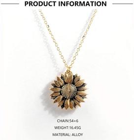 img 3 attached to Engraved Sunflower Jewelry for Girls: Inspiring Sunshine Collection
