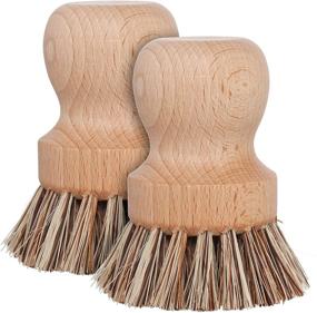 img 4 attached to 🧽 Set of 2 Redecker Natural Fiber Bristle Pot Brushes with Durable Untreated Beechwood Handle and Heat-Resistant Union Fiber Head, Made in Germany