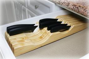 img 3 attached to 🔪 Organize Your Kitchen with Shenzhen Knives Large In-Drawer Knife Block: 11 Slot Wooden Holder (Holds 10-15 Knives)