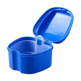 img 1 attached to 🦷 Коробка для съемных протезов: LUFOX 2 шт. с корзиной-ситом, контейнер для хранения и очистки ложных зубов (светло-синий и синий)