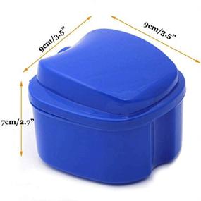 img 2 attached to 🦷 Коробка для съемных протезов: LUFOX 2 шт. с корзиной-ситом, контейнер для хранения и очистки ложных зубов (светло-синий и синий)