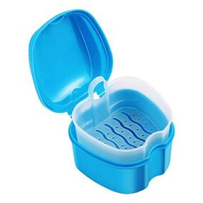 img 3 attached to 🦷 Коробка для съемных протезов: LUFOX 2 шт. с корзиной-ситом, контейнер для хранения и очистки ложных зубов (светло-синий и синий)