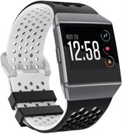 bossblue мягкие силиконовые браслеты fitbit ionic - водонепроницаемый спортивный ремешок для женщин и мужчин, совместимые аксессуары для замены для смарт-часов ionic (черно-белый, большой размер) логотип