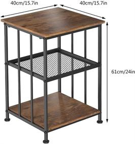 img 3 attached to 🏺 Dulcii Vintage End Table for Living Room Bedroom, Sofa Side Table with 3-Tier Storage Shelves, Ideal for Coffee Books Magazines, Sturdy, Easy Assembly, Retro Brown - 15.7 x 15.7 x 24 inch