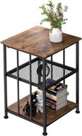 🏺 dulcii vintage end table for living room bedroom, sofa side table with 3-tier storage shelves, ideal for coffee books magazines, sturdy, easy assembly, retro brown - 15.7 x 15.7 x 24 inch logo