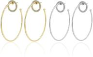 rhinestone hypoallergenic crystal hoop earrings gift set - gold & silver, big circle rounded huggie earring jewelry for women and girls logo