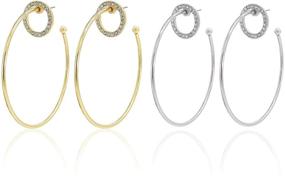 img 4 attached to Rhinestone Hypoallergenic Crystal Hoop Earrings Gift Set - Gold & Silver, Big Circle Rounded Huggie Earring Jewelry for Women and Girls