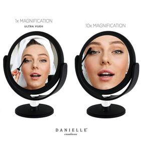 img 3 attached to 💄 Danielle Creations Black Round Vanity Mirror with Soft Touch, 10X Magnification