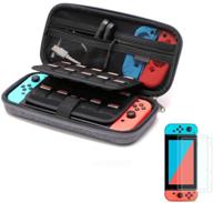 🎮 soyan switch carry case with 2 tempered glass screen protectors (gray) - compatible with nintendo switch logo