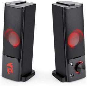 img 1 attached to 🔊 Redragon GS550 Orpheus PC Gaming Speakers: Powerful 2.0 Channel Stereo Sound Bar with Compact Size, Headphone Jack, Quality Bass, and Decent Red Backlit - USB Powered w/ 3.5mm Cable