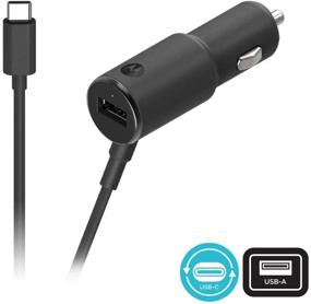 img 4 attached to 🔌 Зарядное устройство для автомобиля Motorola TurboPower 36 Duo USB-C - одновременная турбо-зарядка для Moto G Power/Stylus/Fast, G6, G7 Power/Supra, X4, Z, Edge/Edge+, Razr, One 5G - 18W USB-PD фиксированный кабель Type C + порт 18W QC3.0