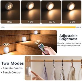 img 2 attached to 💡 Wireless LED Puck Light with Remotes - Premium Under Cabinet Lighting for Kitchen and Closet - Battery Operated, 6 Pack