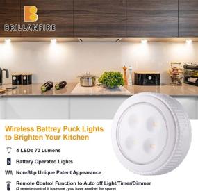 img 3 attached to 💡 Wireless LED Puck Light with Remotes - Premium Under Cabinet Lighting for Kitchen and Closet - Battery Operated, 6 Pack