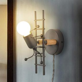 img 4 attached to 💡 Modern Dark Grey Wall Lamp Sconce: Stylish Decor for Living Room, Bedroom, & Kids' Spaces – UL Listed Plug-in Design with Metal E26 Holder Base (No Bulb)