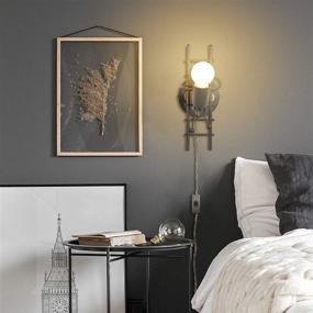 img 1 attached to 💡 Modern Dark Grey Wall Lamp Sconce: Stylish Decor for Living Room, Bedroom, & Kids' Spaces – UL Listed Plug-in Design with Metal E26 Holder Base (No Bulb)