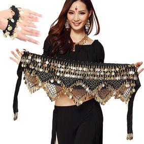 img 4 attached to 💃 NEPAK Women's Belly Dance Belt Hip Scarf: Vibrant Gold Coin Skirts Wrap for Enticing Moves & Mesmerizing Sounds