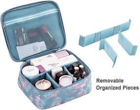 img 3 attached to 💼 Blue-Flamingo Travel Cosmetic Bag: Large Makeup Organizer for Women and Girls