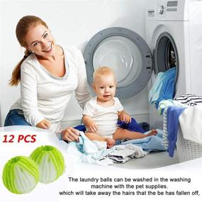 img 3 attached to Raskog Pet Hair Remover: Reusable Dryer Balls for Laundry, Lint & Hair Removal (12 pcs, White Green)