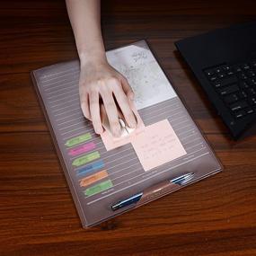img 3 attached to 🖥️ Элегантный домашний многофункциональный офисный коврик для мыши и органайзер для стола: кожа, клейкие листки, ручка, коврик для клавиатуры, блокноты (коричневые) - маленький