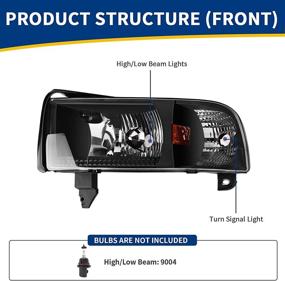 img 3 attached to 🚗 Сборка фар высокого качества для Dodge Ram 1500/2500/3500 (1994-2002) - без DRL